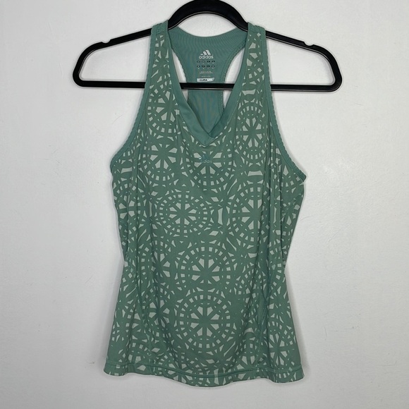 Adidas abstract print racer back climalite sport tank top - Picture 1 of 7